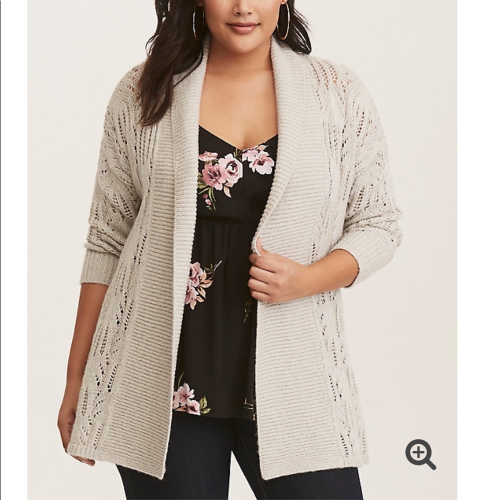 Plus Size 3X Torrid Gray Open Knit Cardigan